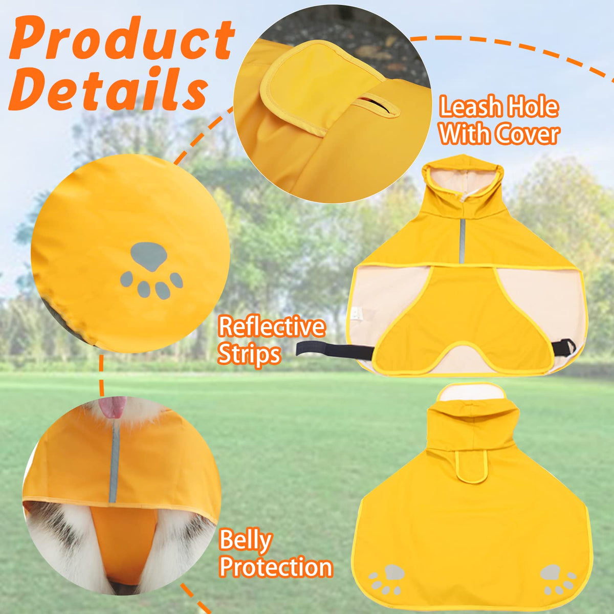 Dog Raincoat Hooded Slicker Poncho (Small / Yellow)
