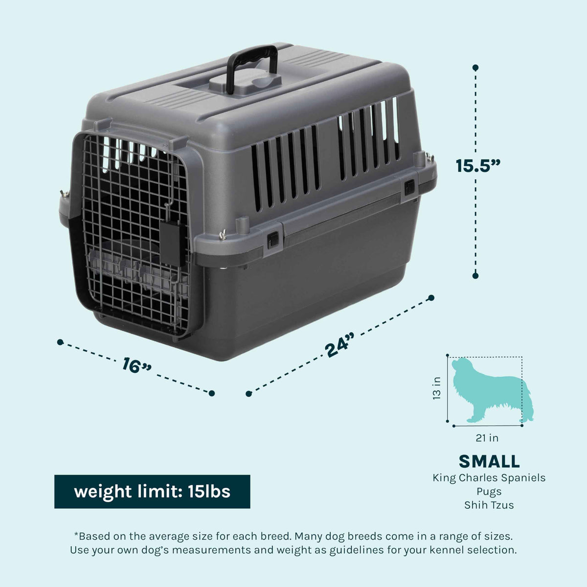 SportPet Airline Compliant Small 24" Travel Dog Kennel (Dark Gray)