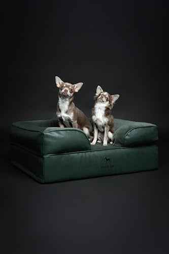 Dog Bed 28x23x11 Inch (Vegan Leather - Green / Medium)