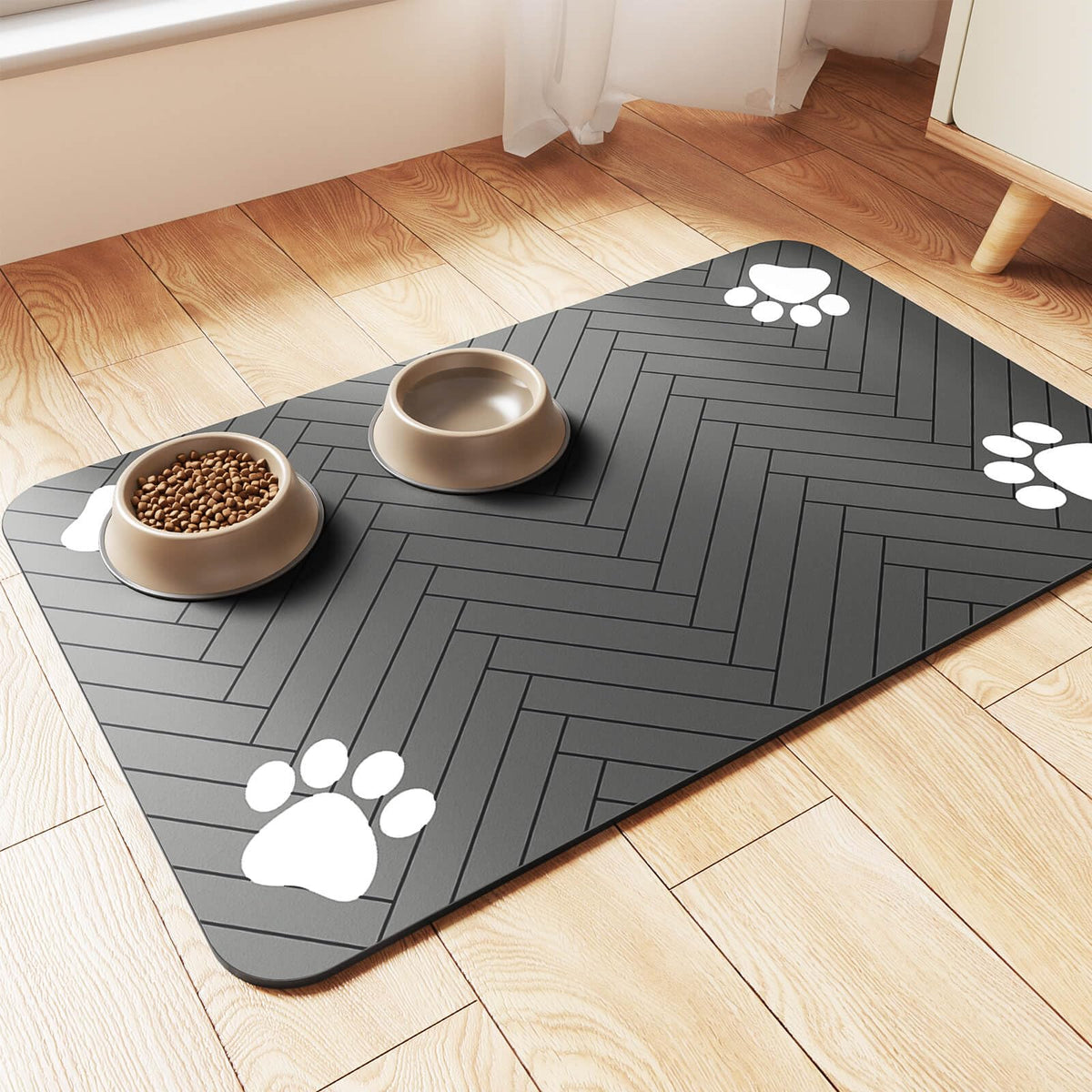 Pet Feeding Mat (Dark Gray / 27"L x 17"W)
