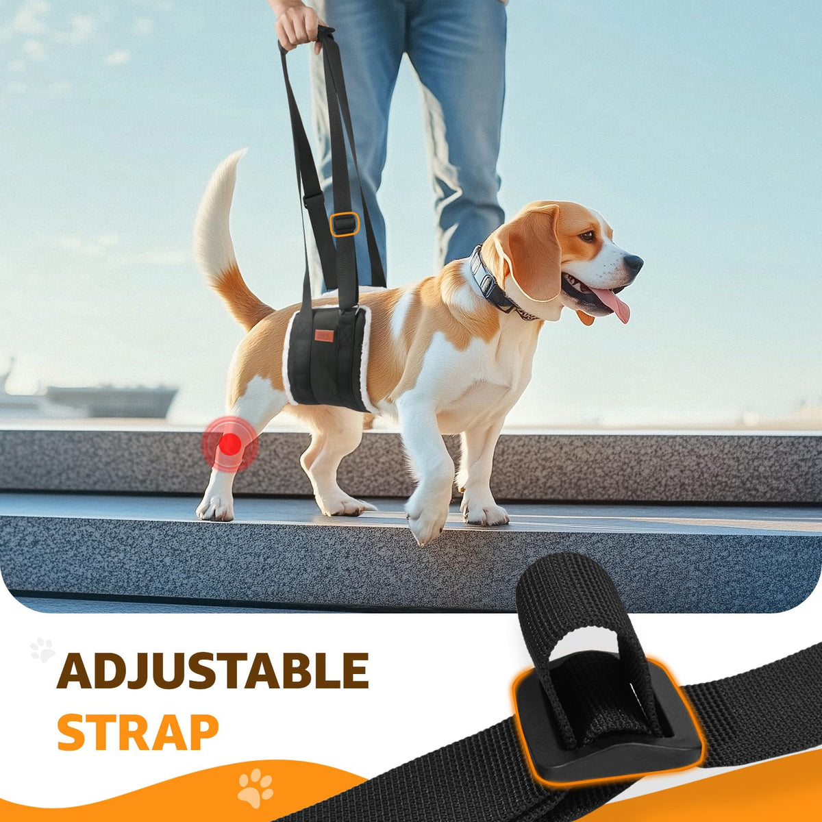 Adjustable Dog Sling for Medium Dogs Soft Post (Black / Medium)