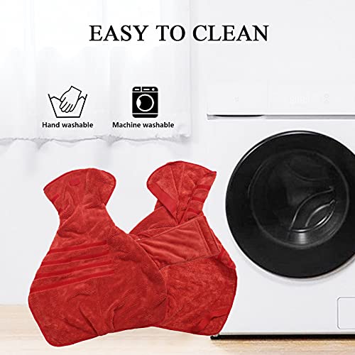 Pineapple Grid Fast Drying Super Absorbent Dog Cat Bath Robe Towel (XX-Large / Red(Pineapple grid))