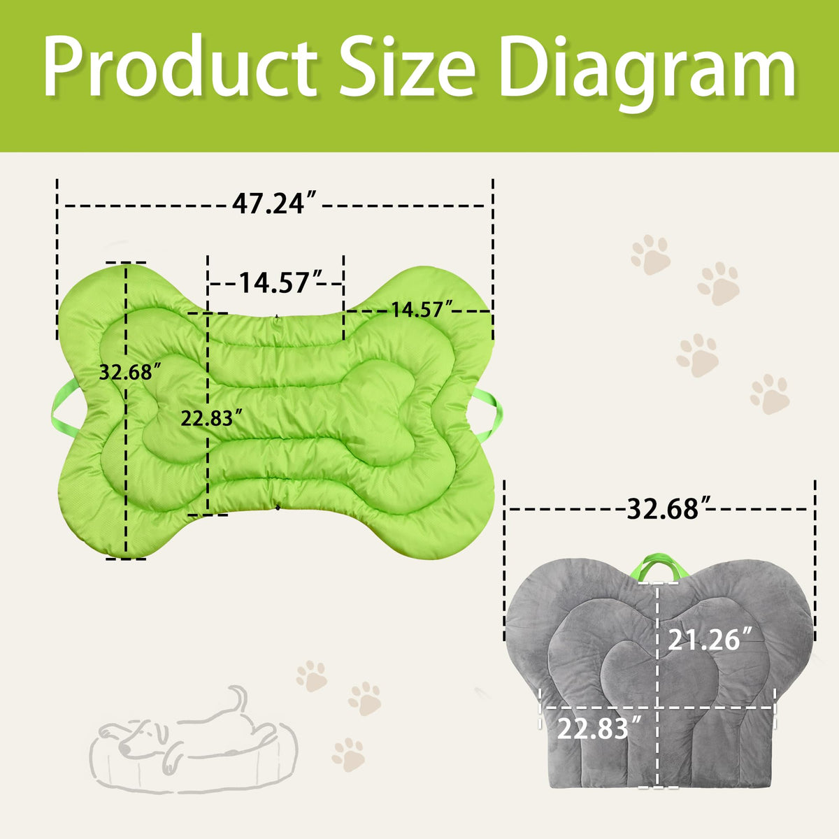 Outdoor Dog Bed for Car Travel Dog Bed Mat (Grey / 47" x 32")
