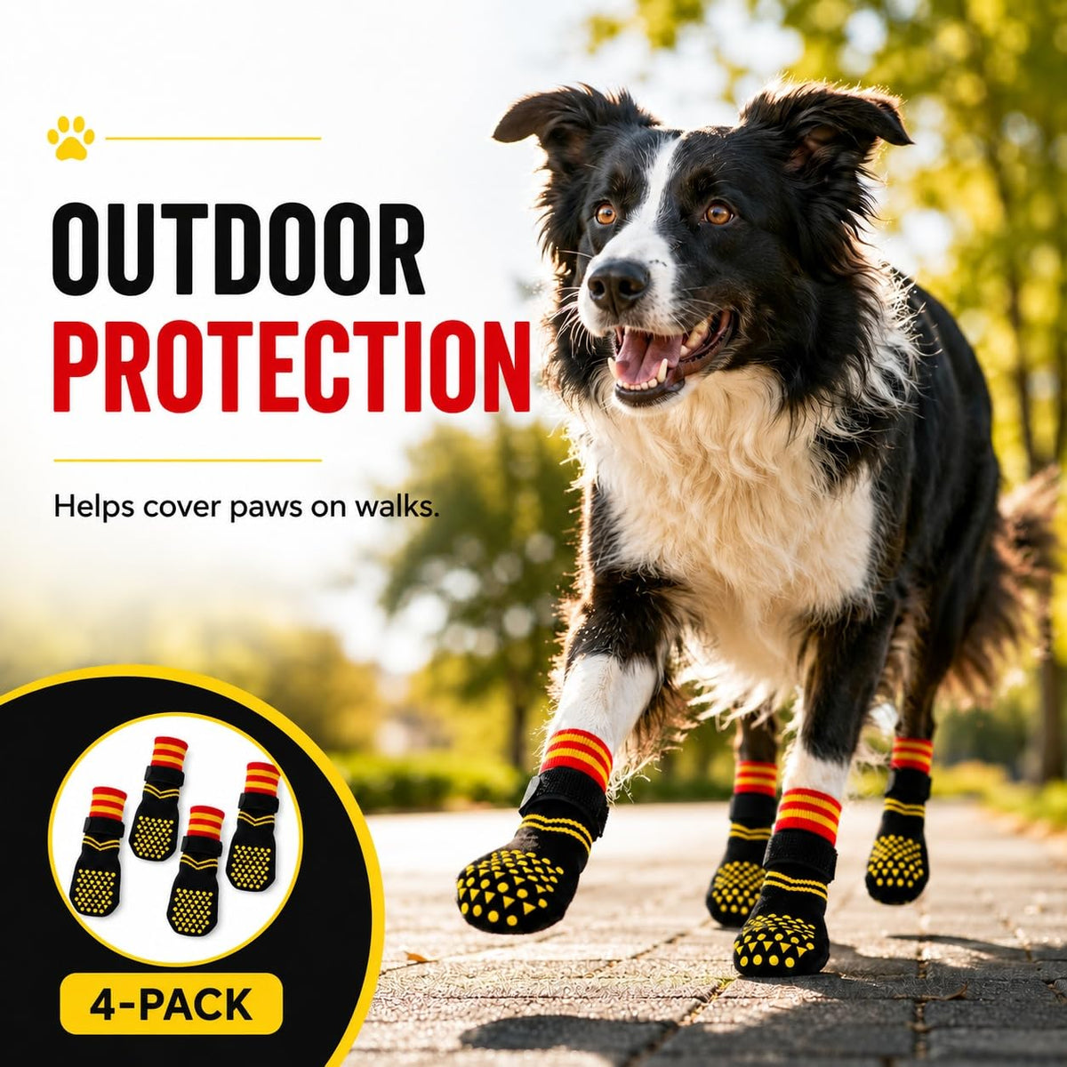 2 Pairs Anti Slip Dog Socks with Grips (S(paw width: 1.89"） / Black)