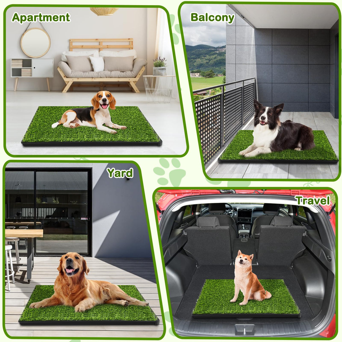 Dog Grass Pad with Tray (34''×23'' (3-Layer Potty System))