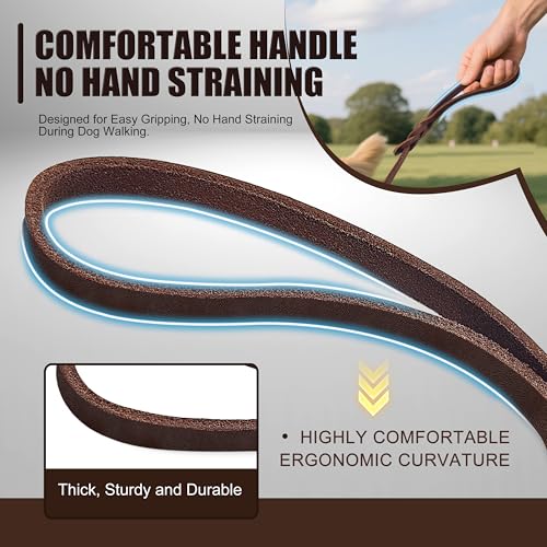 3ft Leather Dog Leash Short Heavy Duty Control Walking Lead (3ft)