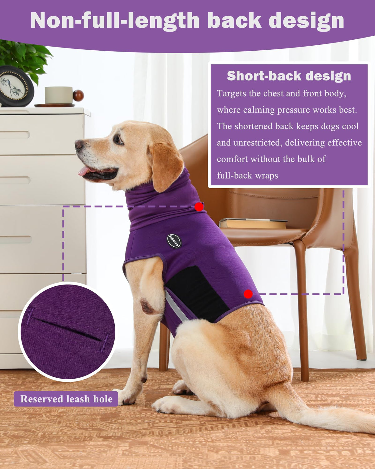 Dog Anxiety Vest with Hood (Purple / X-Large)
