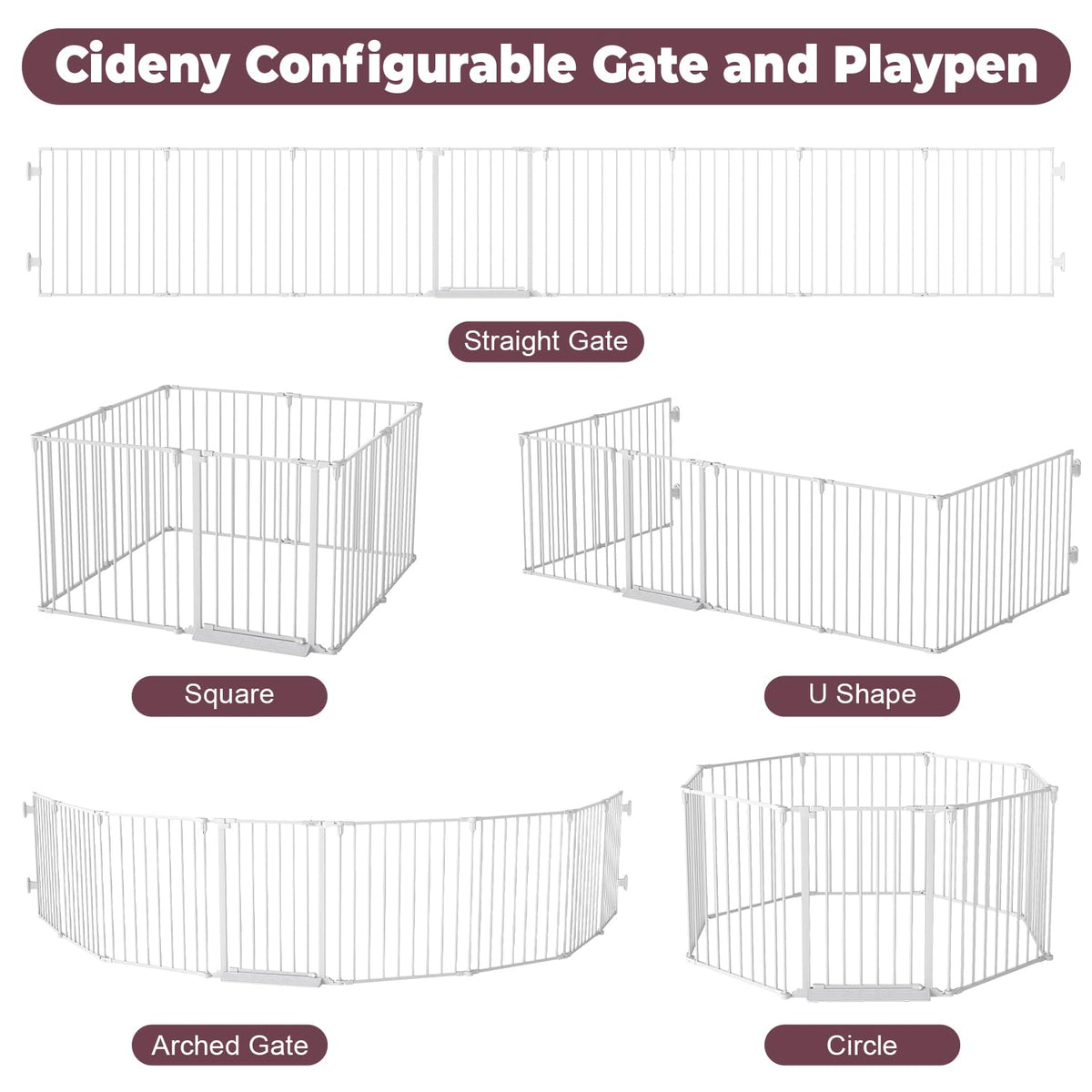 190" Extra Wide Baby Gate Playpen (White / 190" Wide)