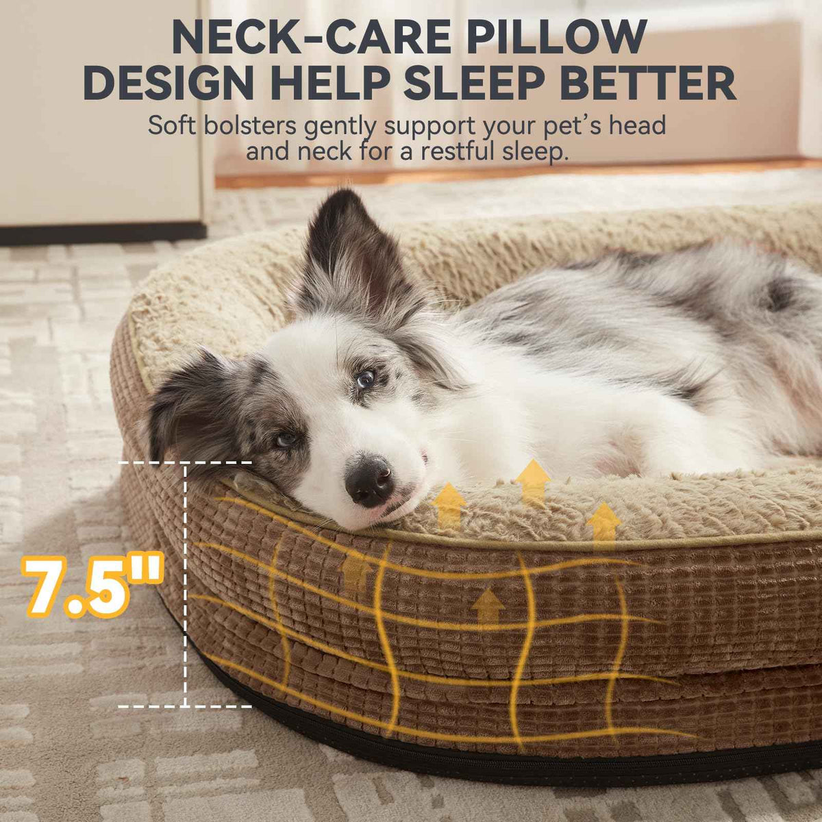 XXL Orthopedic Dog Bed for Large Dogs (Brown / 48"l X 35"w X 7.5"th)