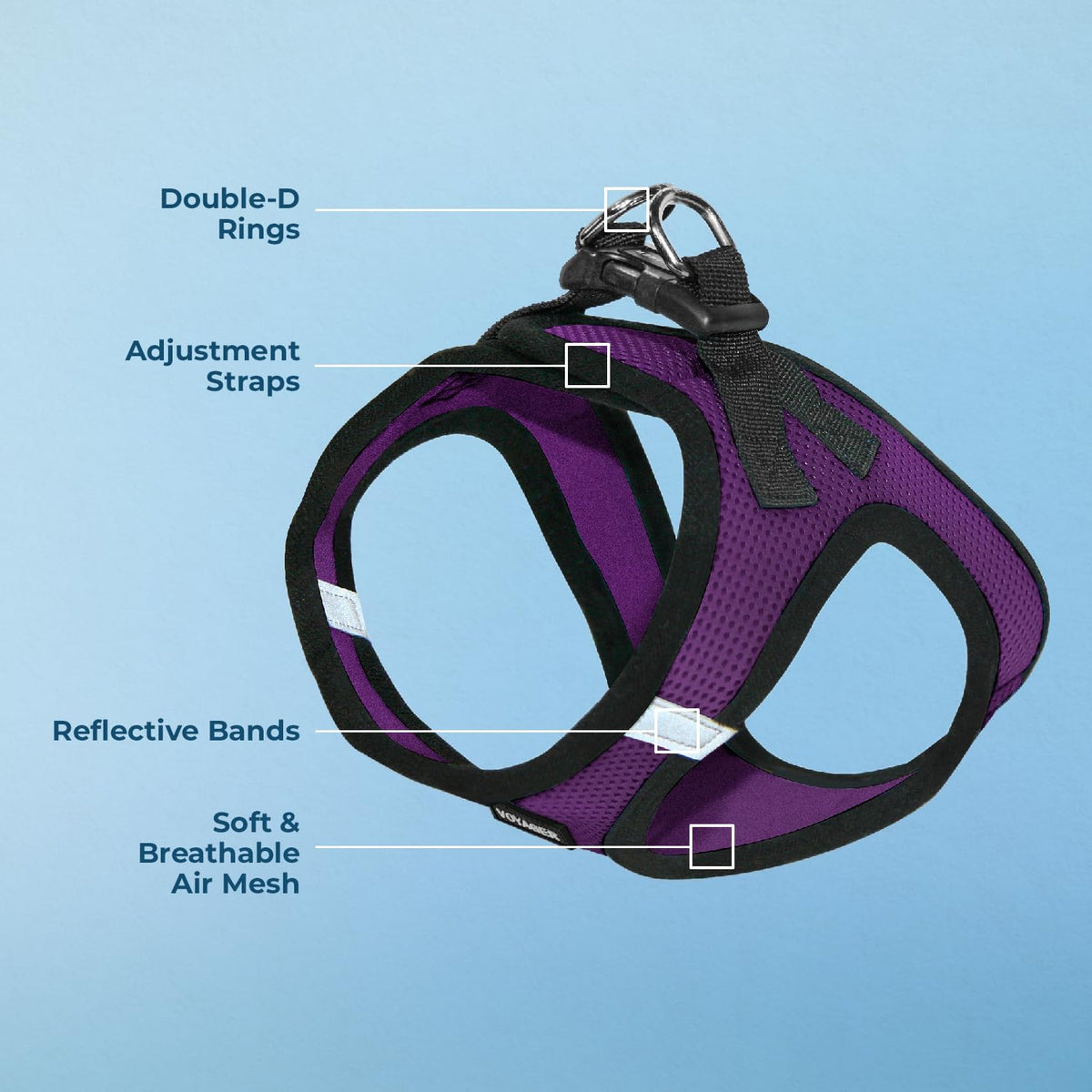 Voyager Step in Air Dog Vest Harness (Purple/Black Trim / XXXS (Chest: 11 - 12"))