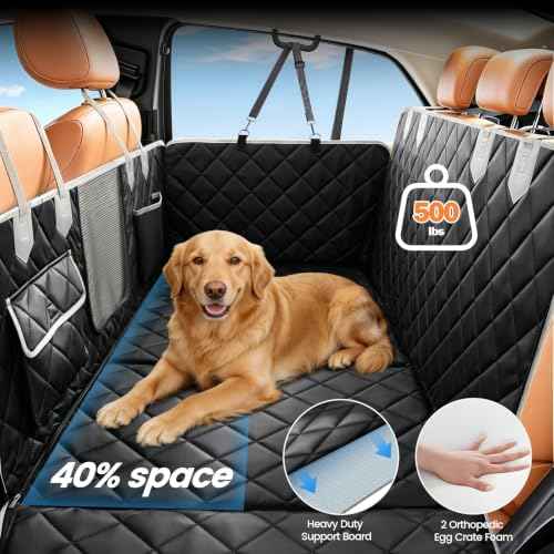 Hard Bottom Car Seat Cover for Dog (Upgraded Black / For Car/SUV/Small Truck)