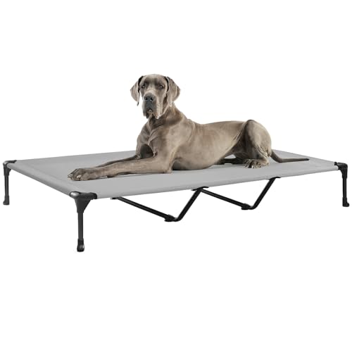Outdoor Elevated Dog Bed Large Sized Dogs (59.0"L x 37.5"W x 9.0"Th / Silver Gray)