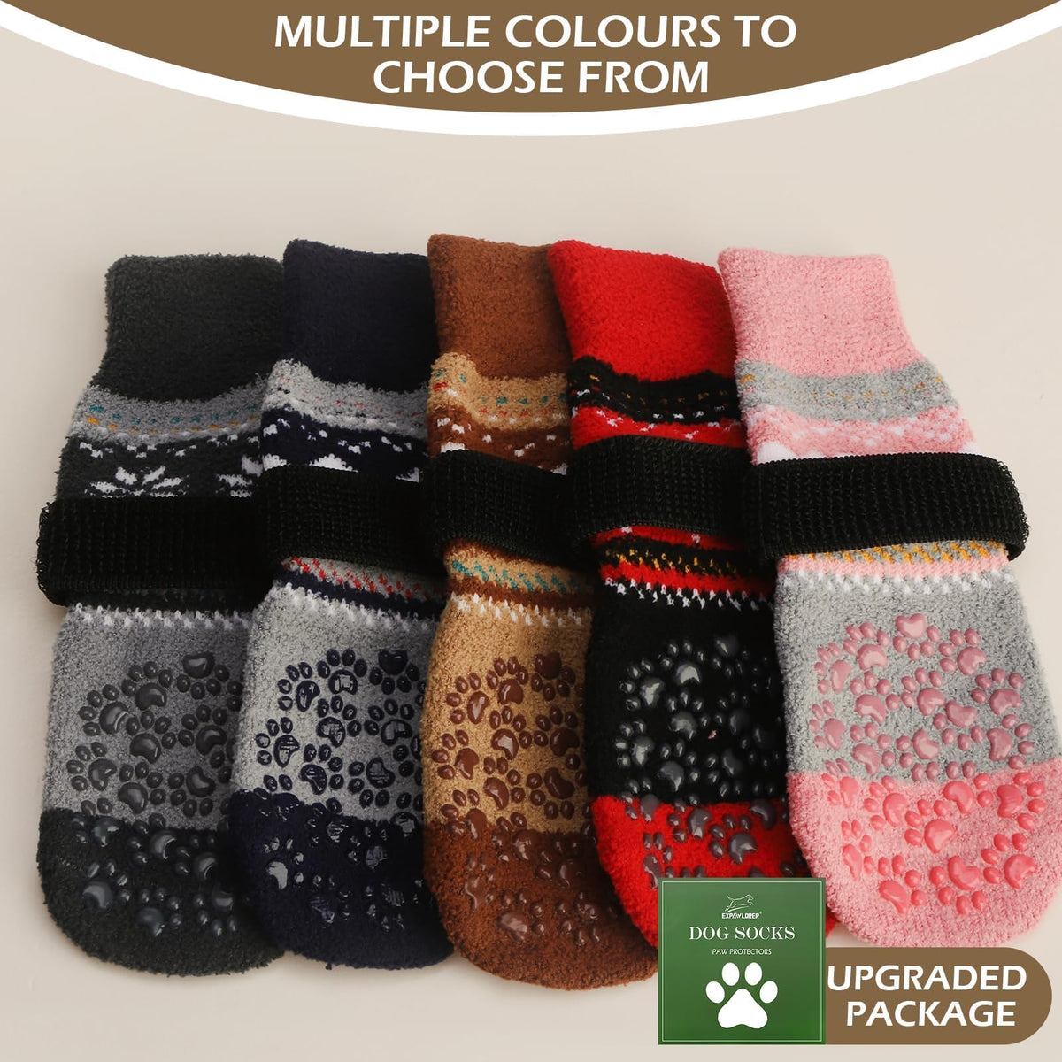 Anti Slip Dog Socks to Prevent Licking Paws for Hot Pavement (Light Gray / X-Large)