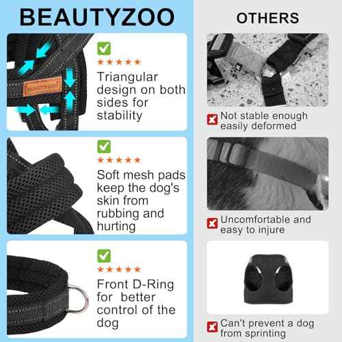 Dog Harness for Large Dogs (Black / L: Chest 26"-32")