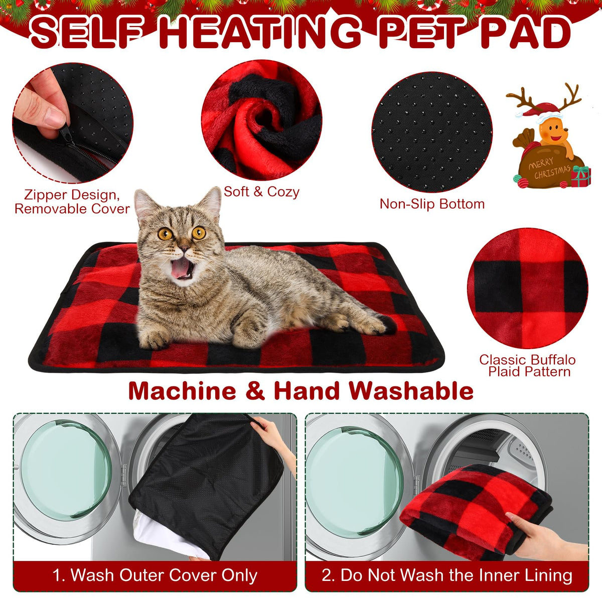 4 Pack Self Heating Cat Pad Self Warming Dog Mat (16 x 20 Inches)