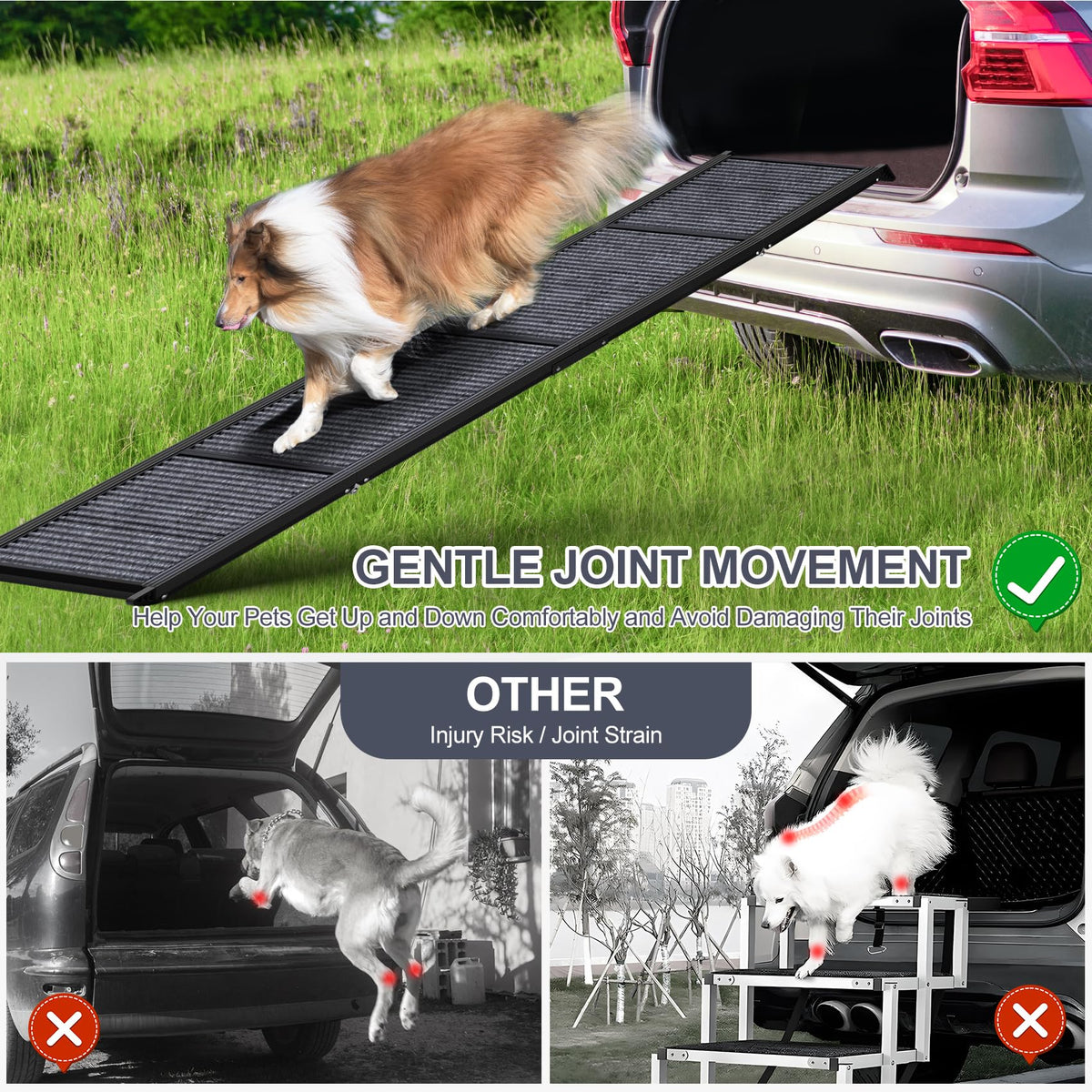 Dog Ramp for Car 71" L × 17.2" W (Upgraded 71" L x 17.2" W)