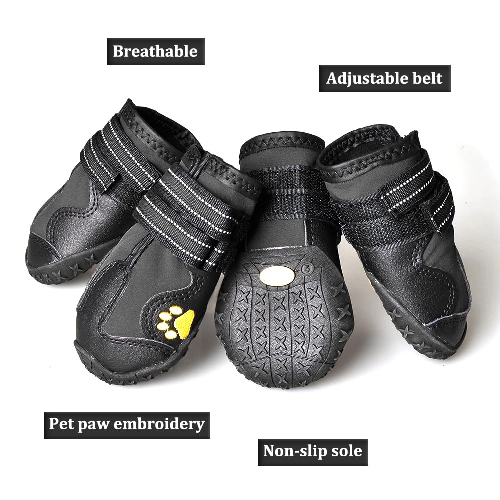 Dog Boots & Paw Protectors Non (Size 3: （2.5''x1.9'')(L*W) for 23-33 lbs / Black)