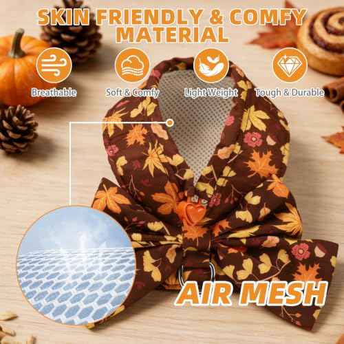 Fall Dog Harness and Leash Set for Small Medium Dogs (Brown / S (Chest Girth: 13.8"-15.7"))