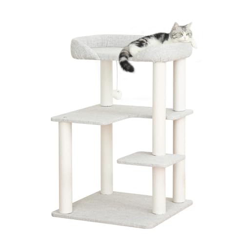 37.5" Cat Tree Tower for Large & Senior Cats (Light Grey 37.4'')