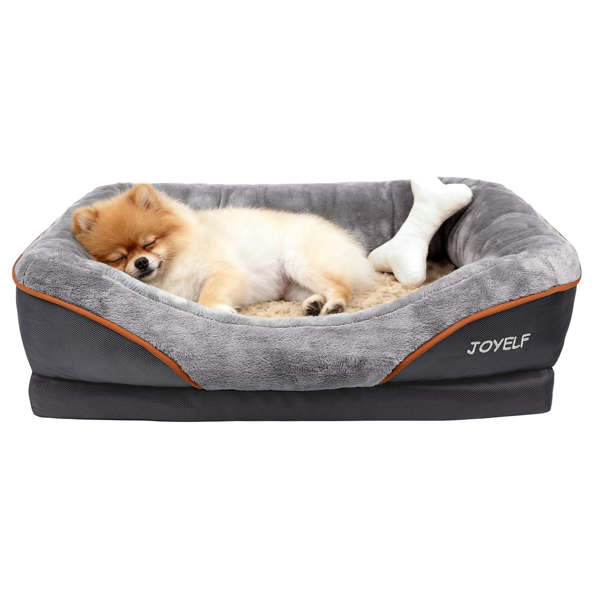 Memory Foam Dog Bed Small Orthopedic Dog Bed & Sofa with Removable Washable Cover and Squeaker Toy as Gift (Small-27"x20")