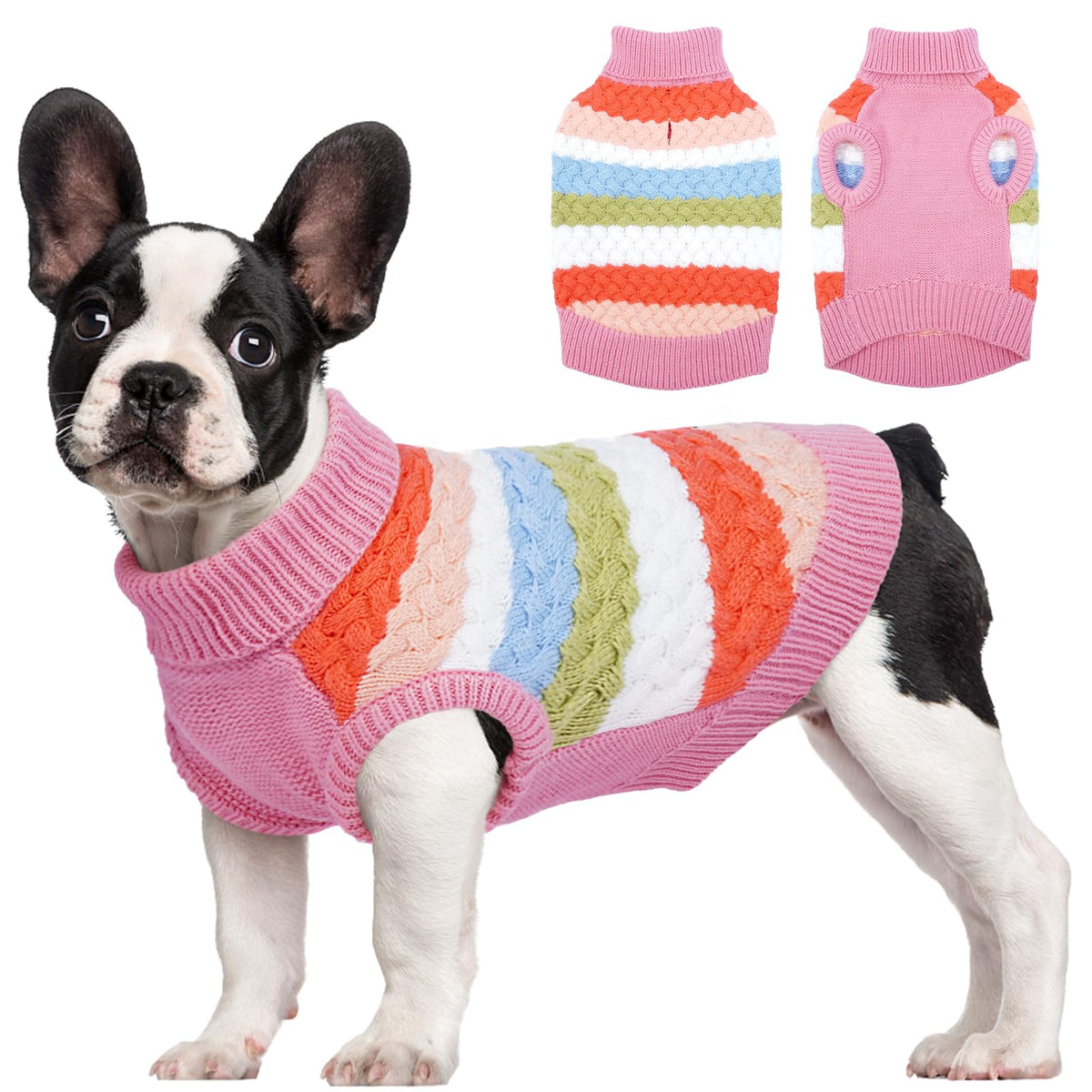 Dog Sweater Warm Sweaters for Small Dogs Pet Xmas Outfit (Small (Chest: 13.7''; Weight: 6 - 9LB) / Pink)