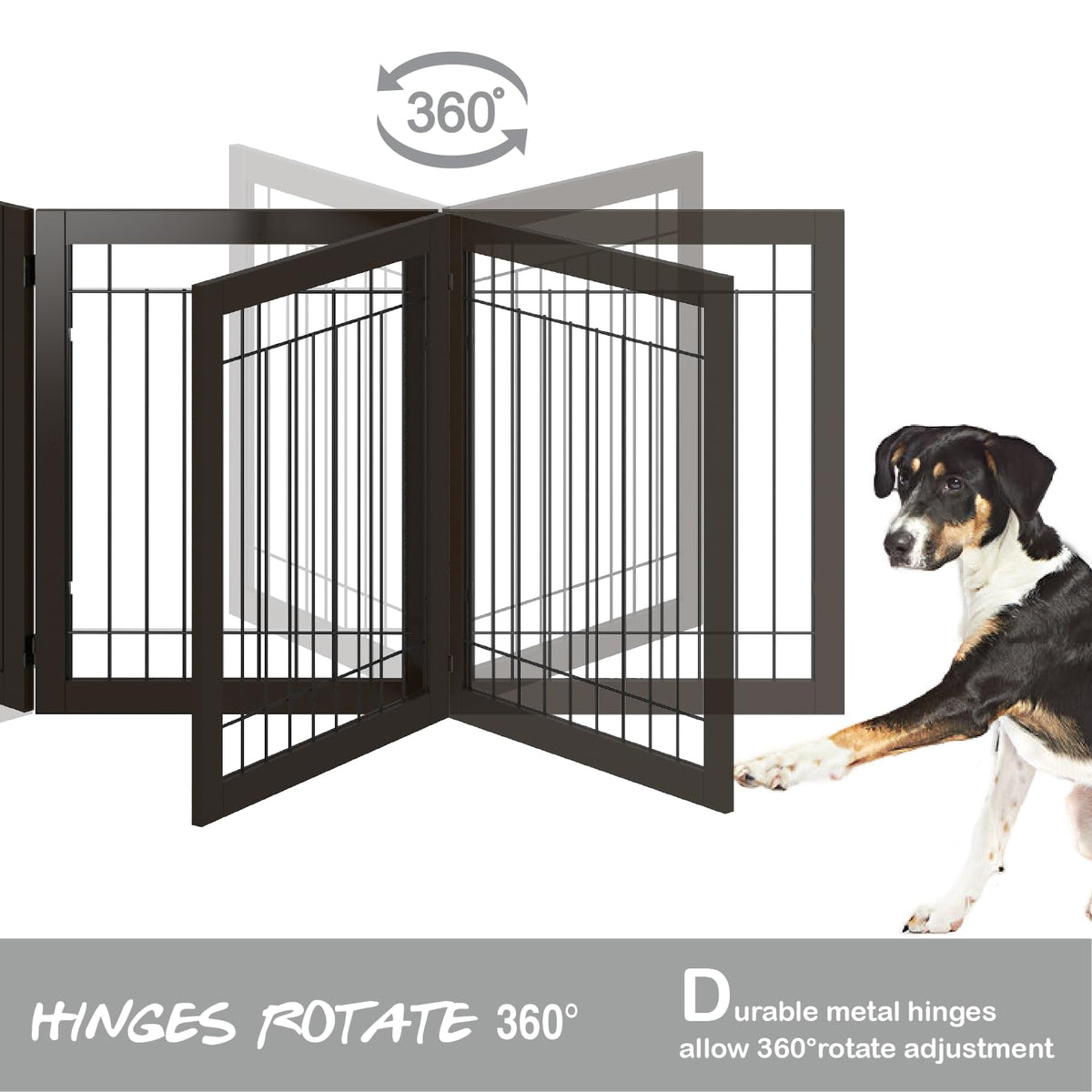 Extra Wide Foldable Dog gate for Doorway (Espresso / 【3 Panels】72"W x 32"H)