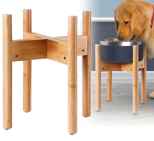 Dog Bowl Stand for Mid (For Large Dogs - 11 inch Height / Bamboo)