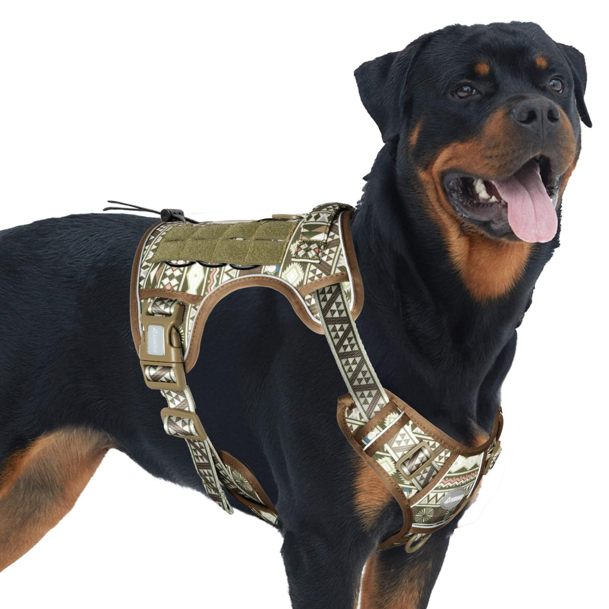 Dog Harness for Large Dogs (Tribal Patterns-Green / L(Neck:18-29",Chest:24-37"),45-80 lbs)