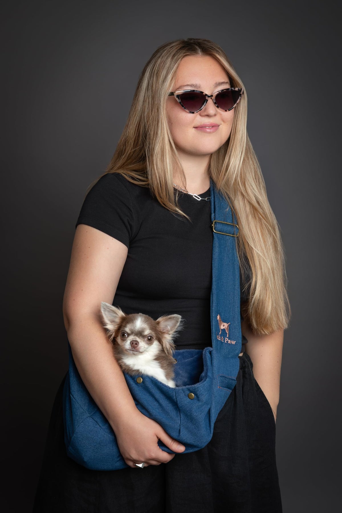 Dog Sling Carrier for Small Dogs 3 (Light Blue (Denim) / 15.0"L x 6.0"W x 5.5"H)