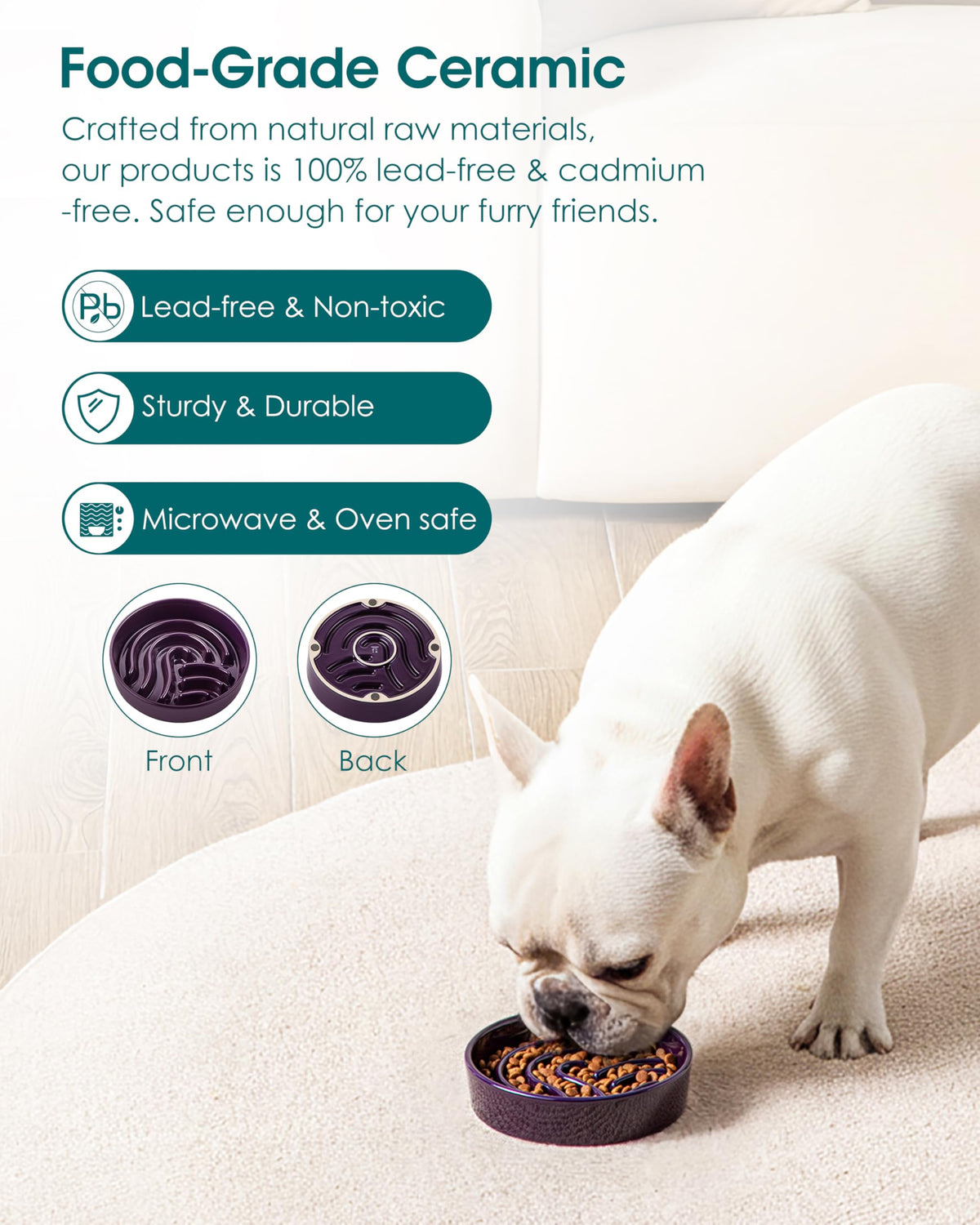 Slow Feeder Dog Bowl (Dark Purple / 0.6 Cups)