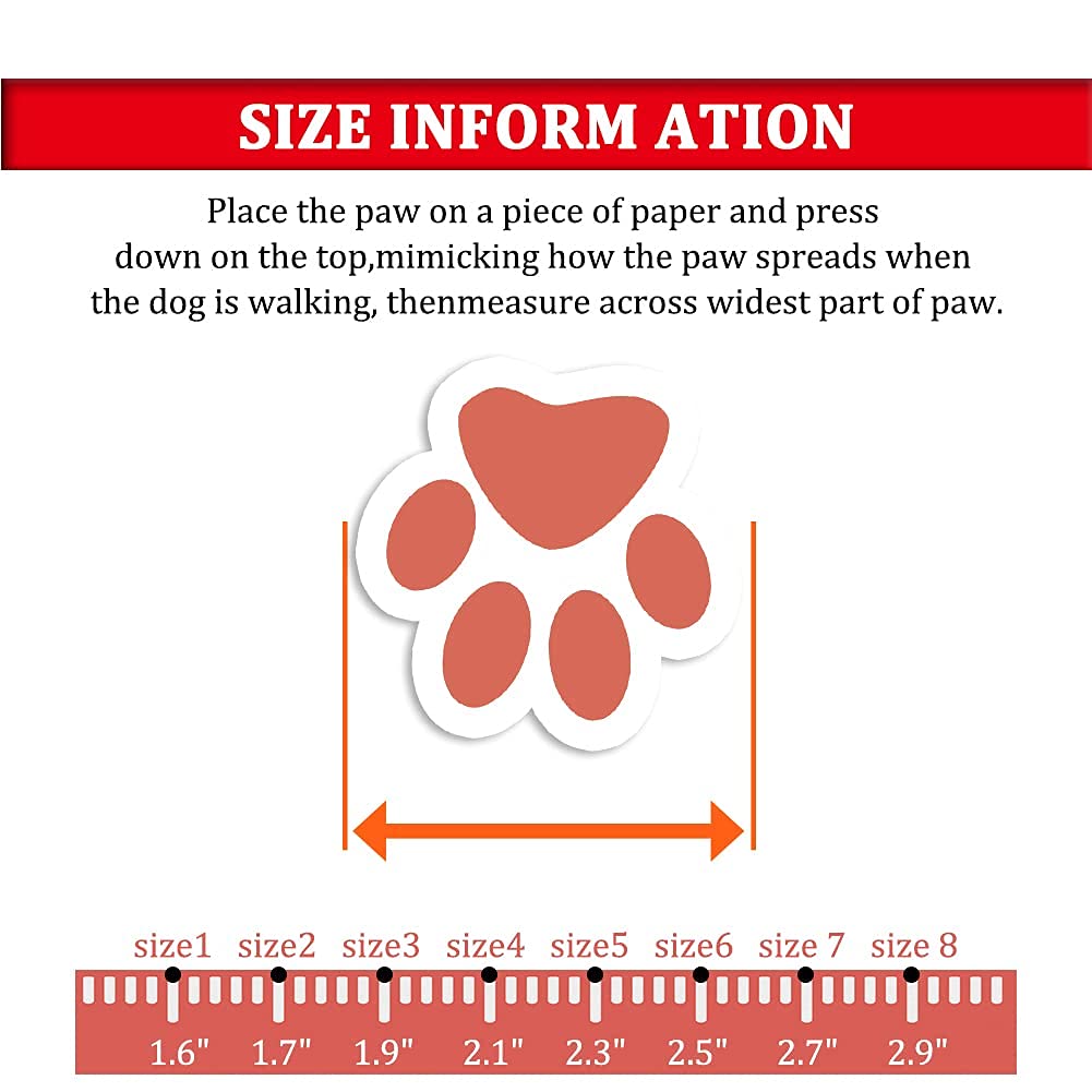 Dog Boots & Paw Protectors Non (Size 6: （2.9''x2.5'')(L*W) for 52-70 lbs / Red)