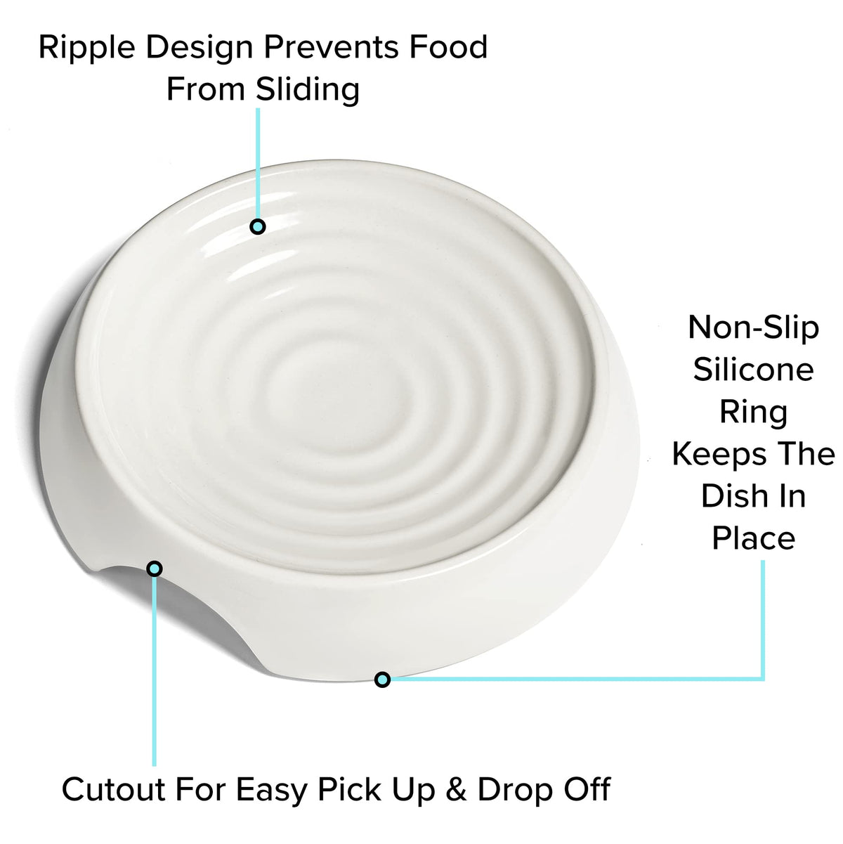 Cat Bowls Whisker Friendly Food Bowl for Indoor Cats (Dish - Set of Two / Ceramic, White)