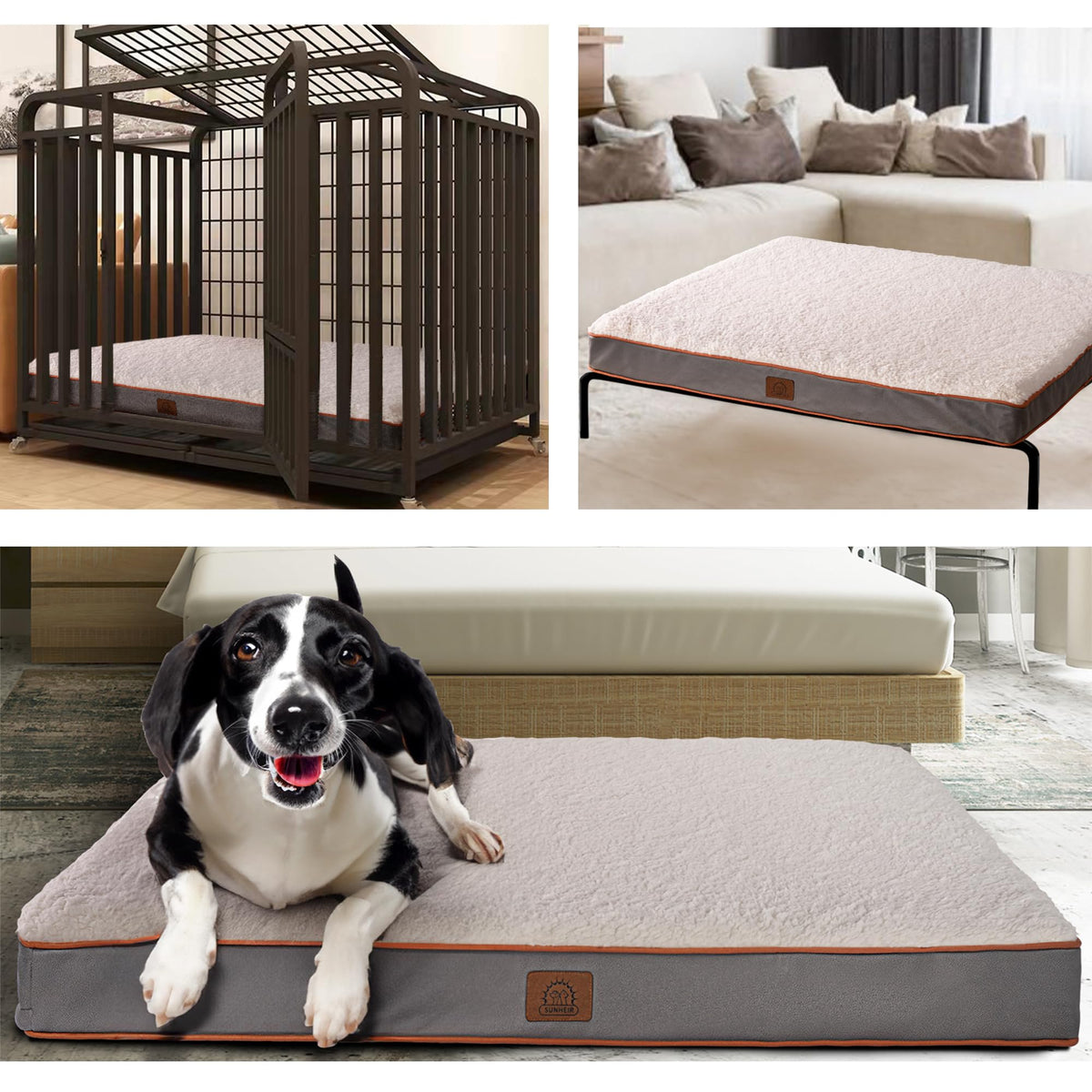 Extra Large Orthopedic Dog Bed (Light Grey / 47.5"L x 29.0"W x 4.0"Th)