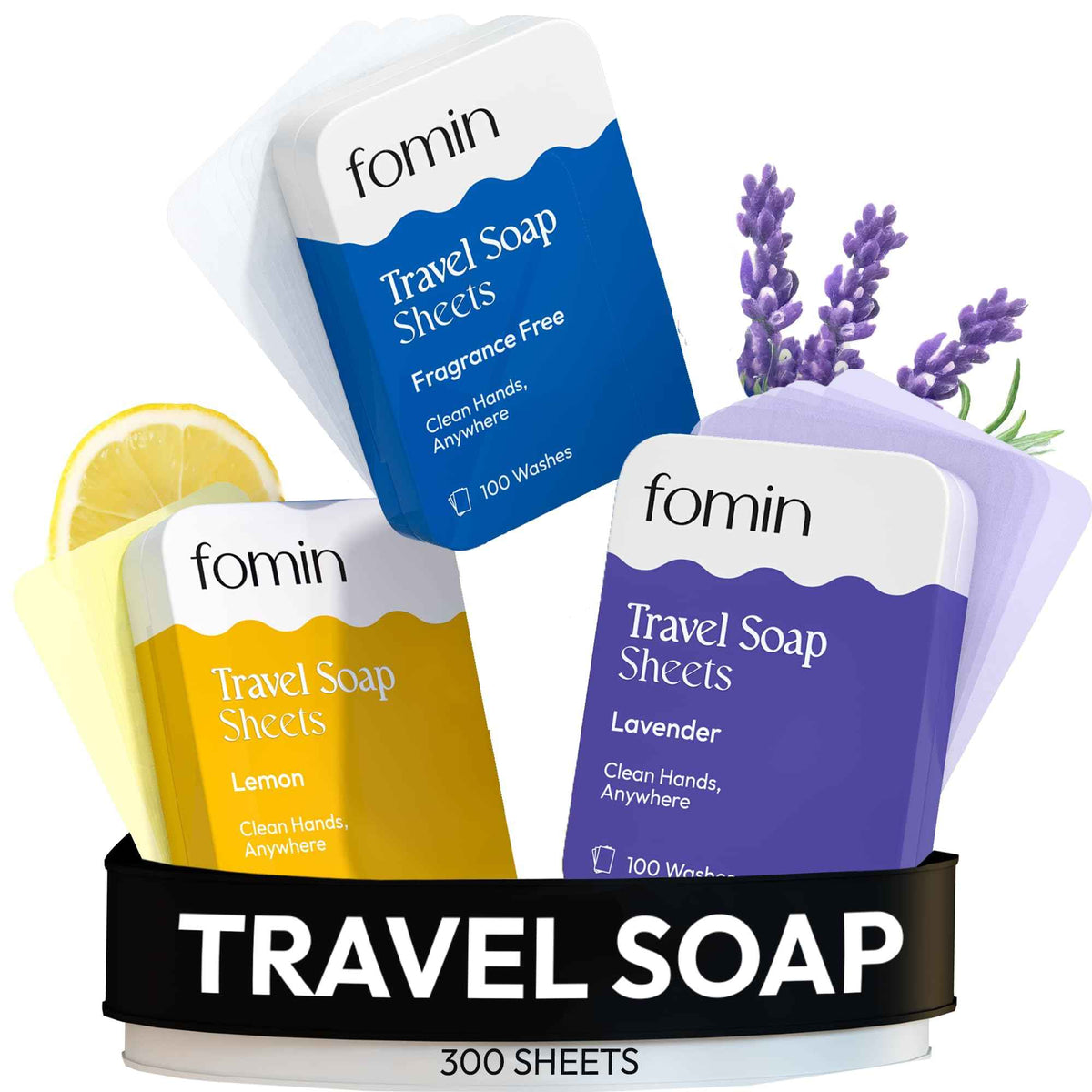 Paper Soap Sheets Tin for Traveling (Variety Pack-001 (Unscented, Lemon, Lavender))