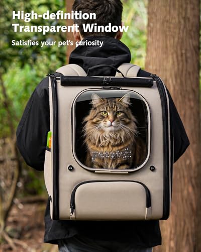Cat Backpack Carrier (Khaki / 14.9"L x 11.0"W x 19.6"H)