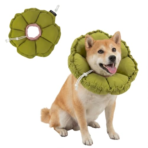 Soft Dog Cones for Medium Dogs (XL-Standard / Green Flower)