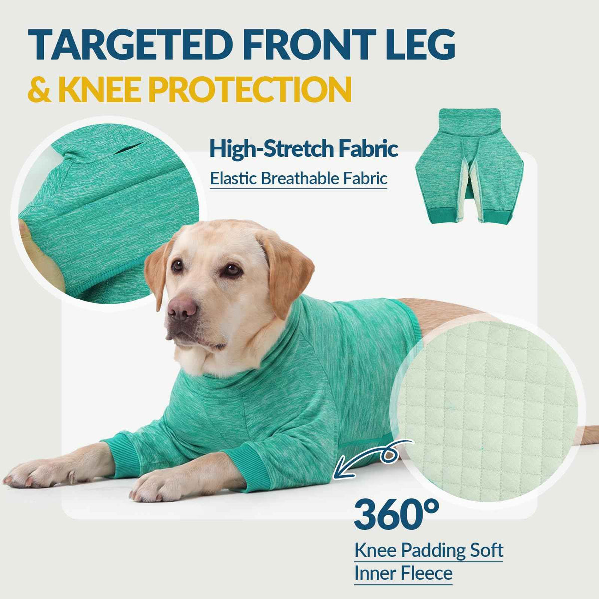 Dog Recovery Sleeve Front Leg Dog Shirt Half Shoulder (L / Green)