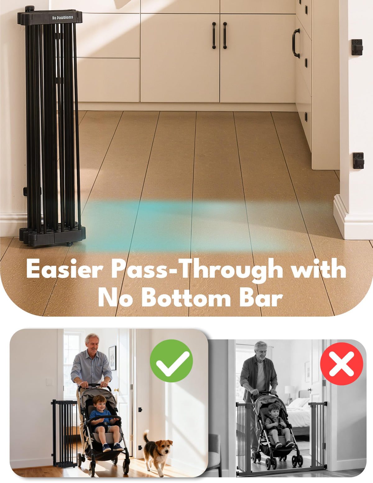 Retractable Safety Gate (Black / 51" Wide, 30" Tall)