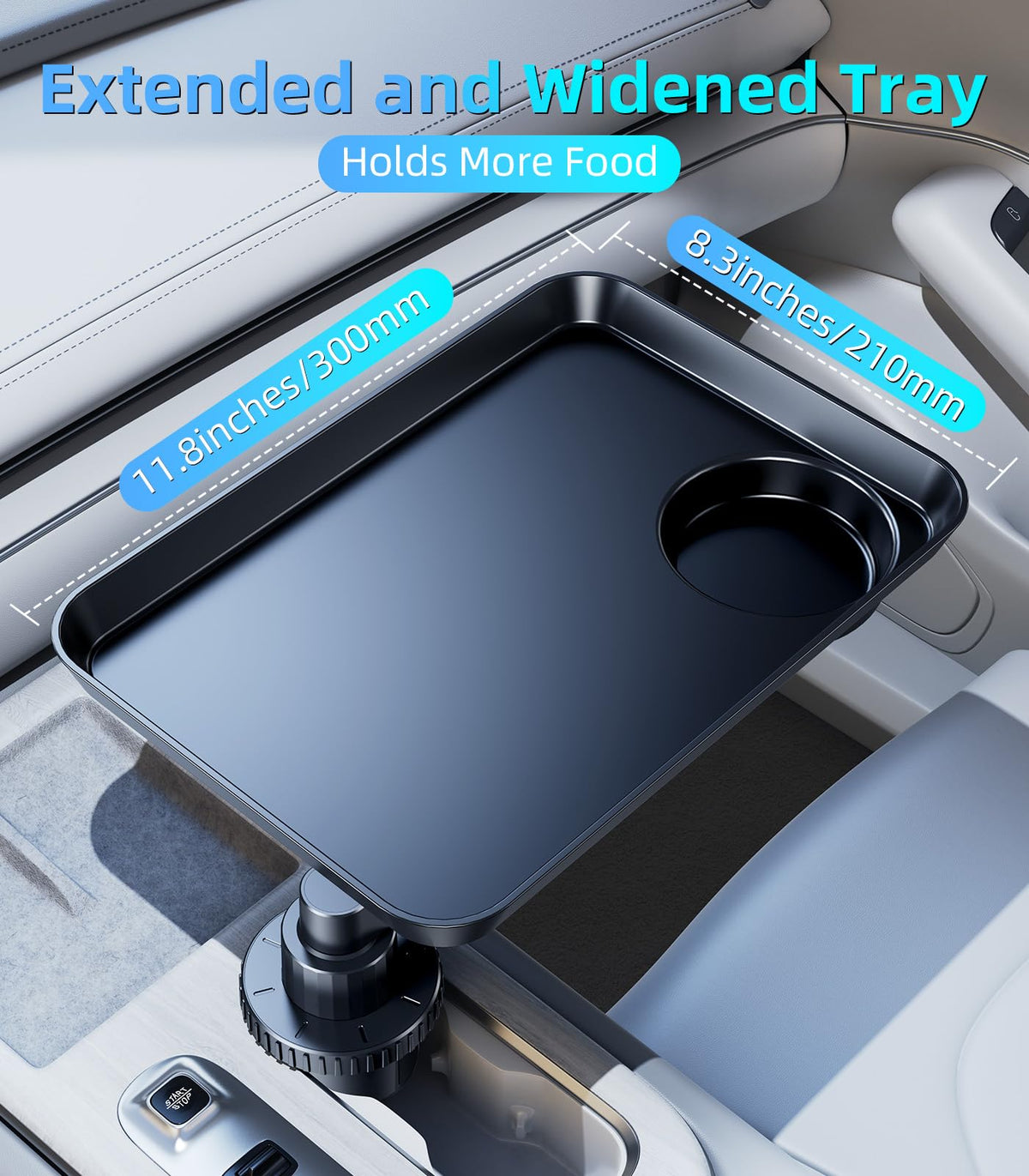 Tesla Model 3 Y ABS Car Cup Holder Tray Expander for Food Snack (11.8"*8.3"-Rectangular Tray)