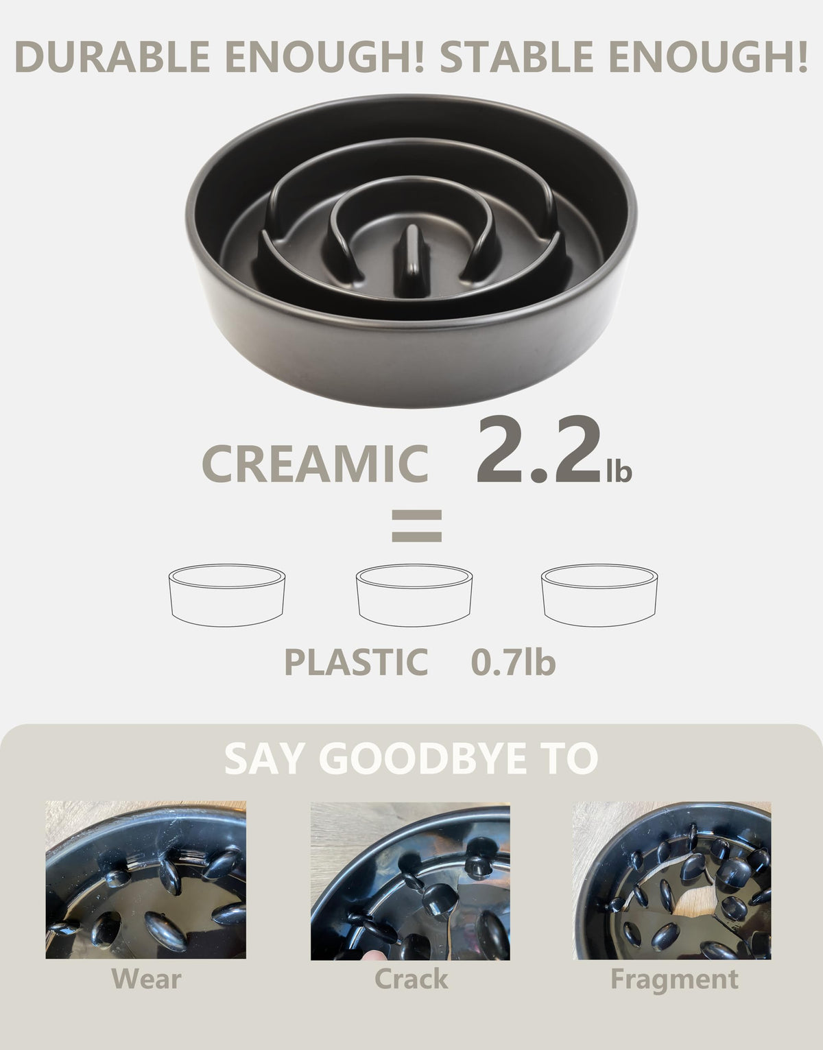 Ceramic Slow Feeder Dog Bowls Elevated (Black + Stand / 8 Inches)