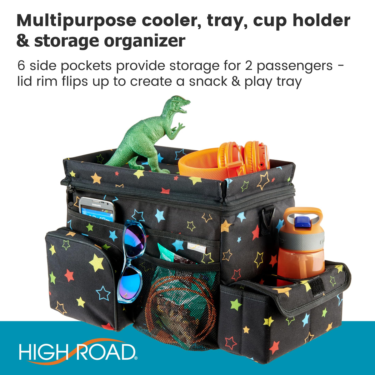 CarHop Car Caddy Organizer With Cooler and Cup Holders (Stars)