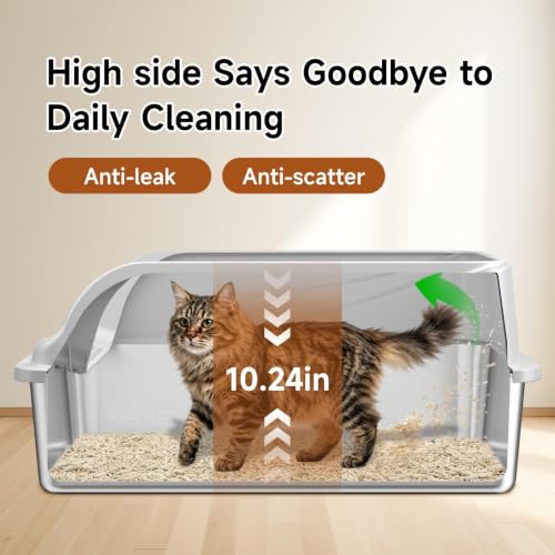 Stainless Steel XL Cat Litter Box (Silver Grey XL)