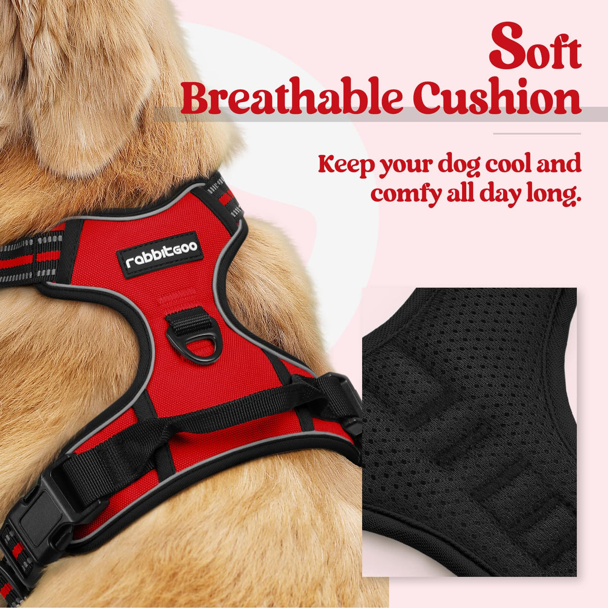 Dog Harness No Pull for Small Dogs with 2 Leash Clips (Small / Red)
