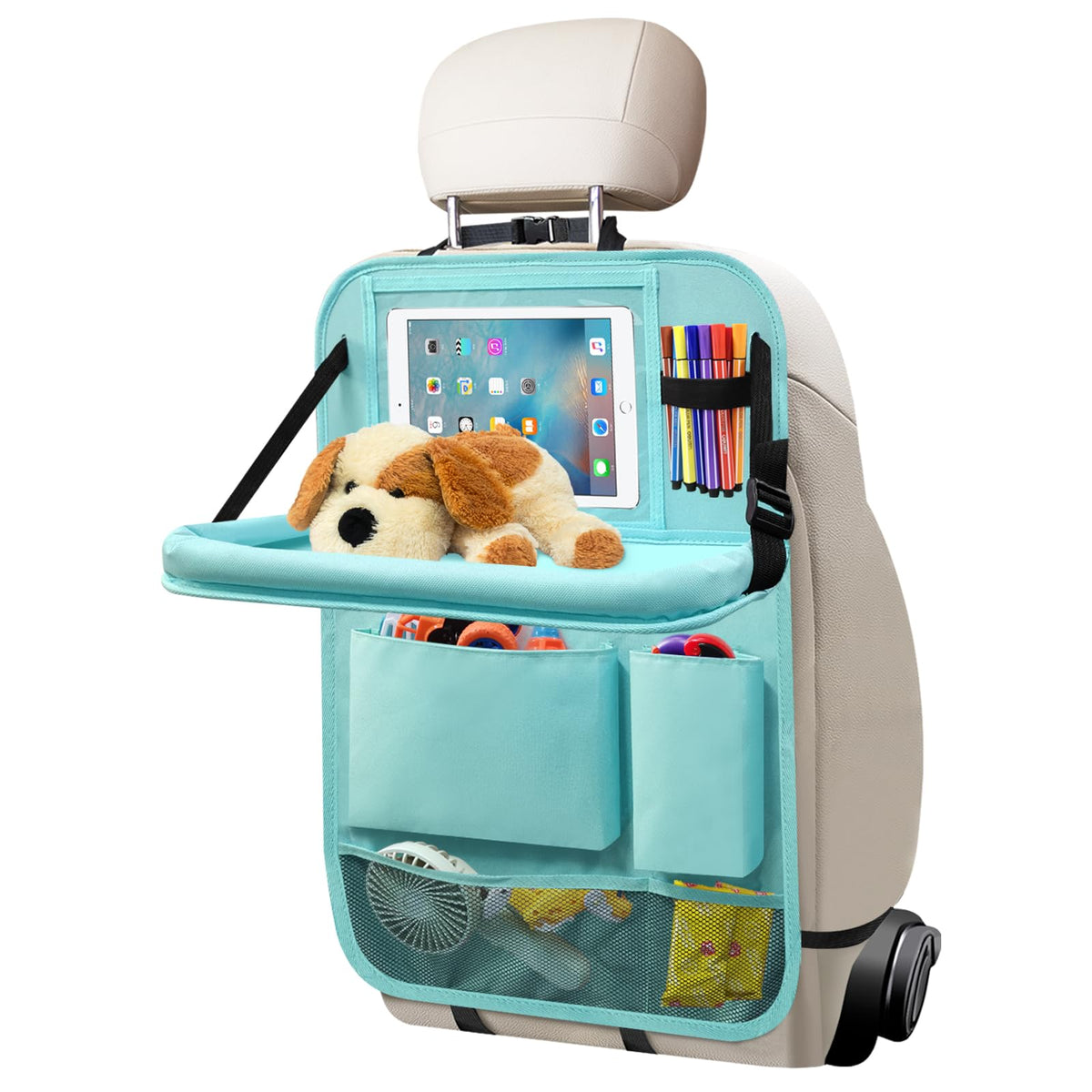 Car Backseat Organizer with Tray (1Pack / Blue)