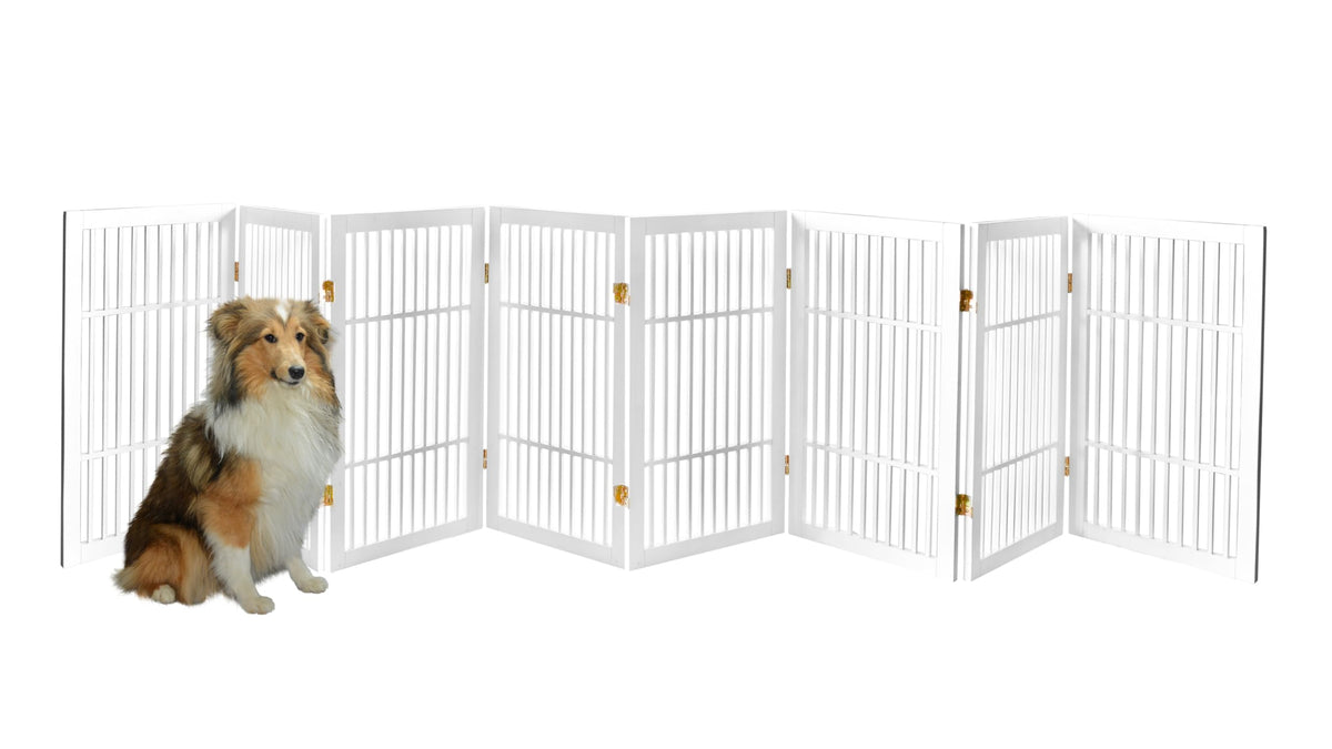 Pet Dog Gate Freestanding (8 Panel 30" Tall / White Pet Gate)