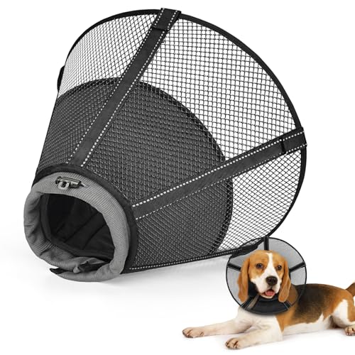 Dog Cone Collar Soft to Stop Licking Surgery Recovery Alternative (Jet Black / XL(Depth: 10.8in, Girth: 16.0-19.5in))