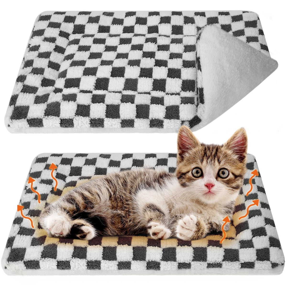 2 Pack Self Warming Cat Dog Bed Pad (Dark Grey / 21" X 14")