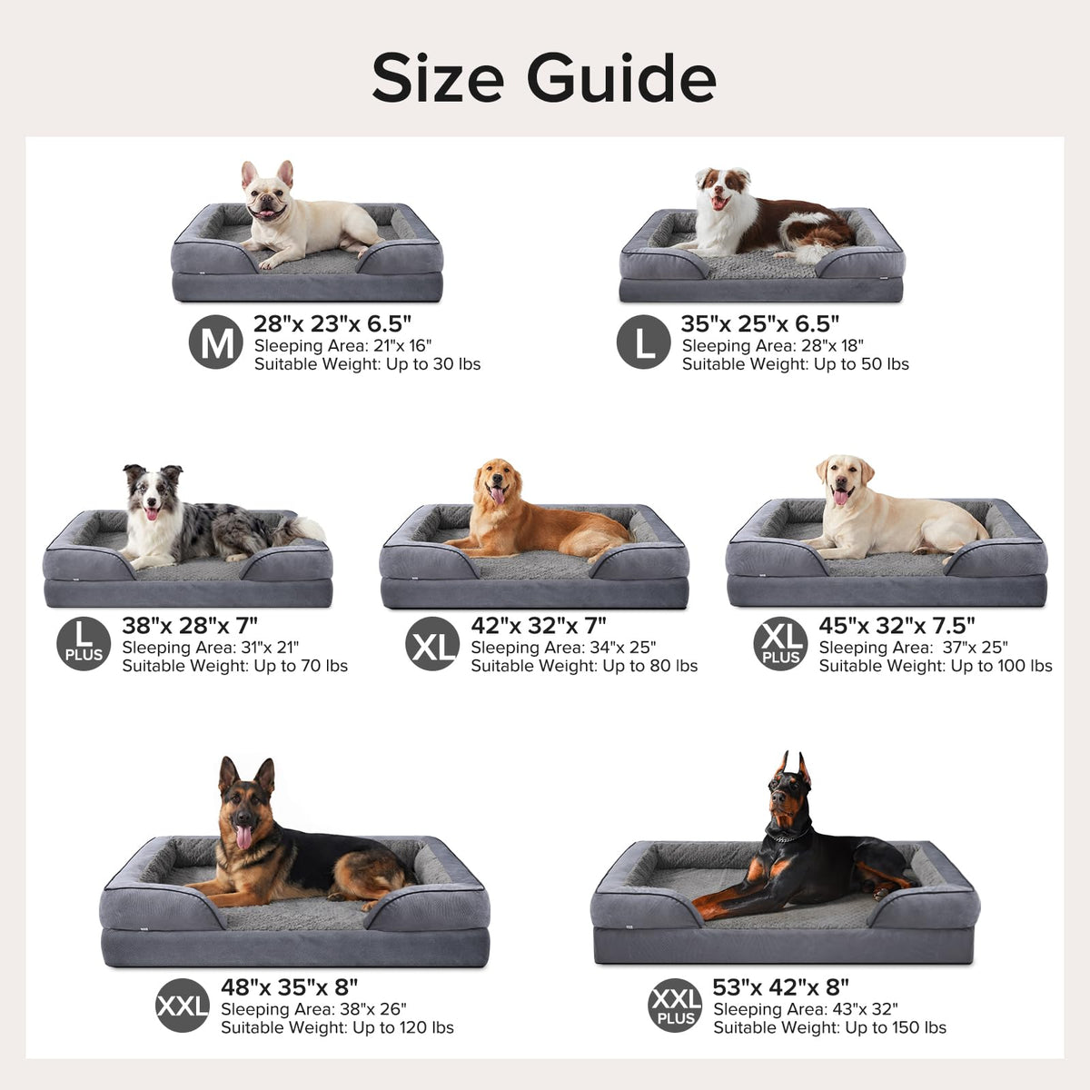 Orthopedic Extra Large Dog Bed (Dark Grey / XXL (48"x 35"x 7.5"))