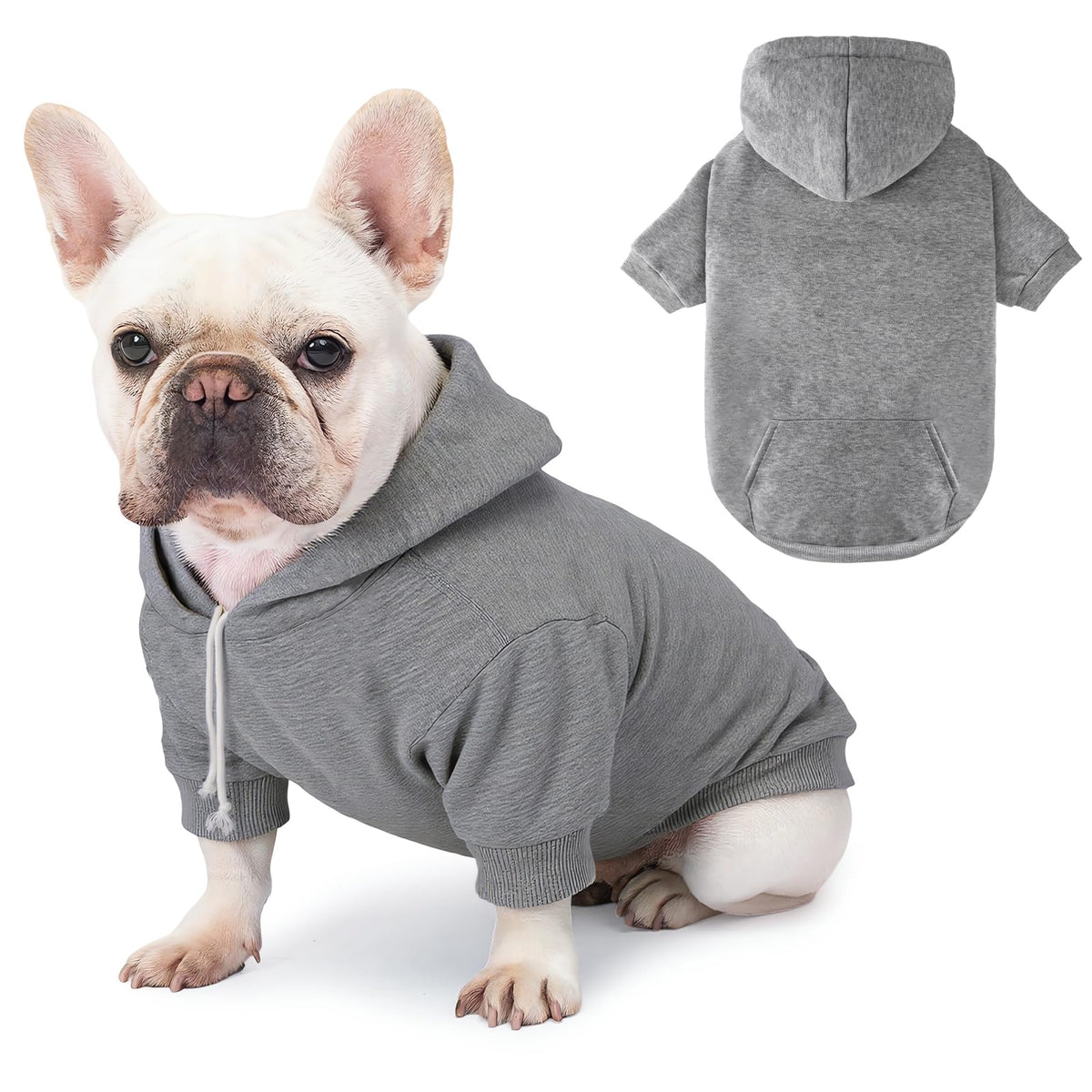Dog Basic Hoodie Soft Dog Clothes Cold Weather Sweaters for Medium Large Dogs Cozy Fabric Warm Sweatshirt with Leash Hole for Boys (Grey / L (Back: 20.47",Chest: 28.35",20-35lbs))