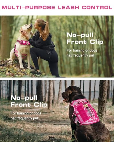 Dog Harness Medium Sized Dog (Pink Camo / M(Neck:17-23",Chest:22-32"),35-50 lbs)